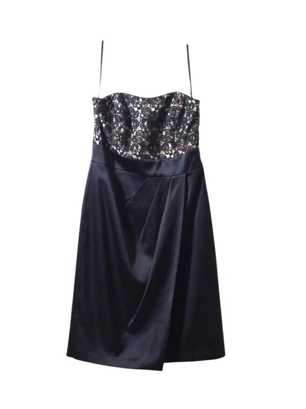 White House Black Market Lace Cocktail Dress Size 6 Black Satin Tulip Wedding